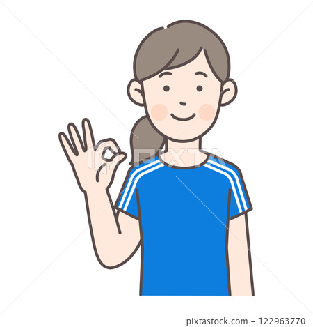 顯示“OK”手勢的女足球員 顯示“OK”手勢的女足球員 122963770