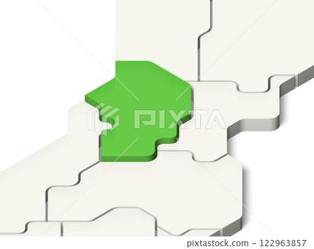 日本山形縣地圖（透明背景，有陰影） 122963857