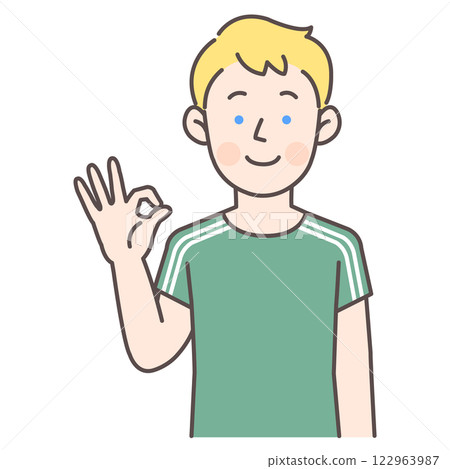 Caucasian male soccer player making an OK sign Caucasian male soccer player making an OK sign 122963987