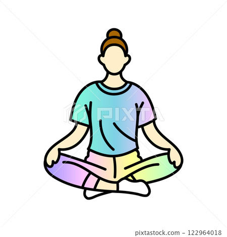 Minimalistic illustration of easy meditation pose 122964018