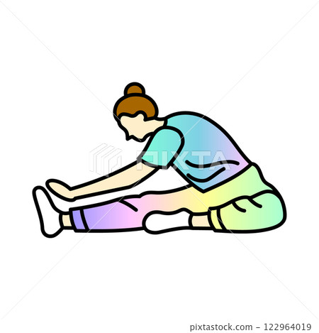 Minimalistic illustration of hamstring stretch pose 122964019
