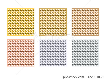 Metallic hologram texture set (6 types) in gold, silver and bronze 122964030