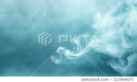 Soft dreamy smoke trails create minimalist atmosphere in blue tones 122964075