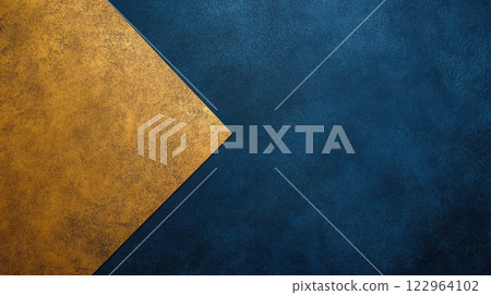 Minimalist geometric forms in gold and navy blue create striking contrast Minimalist geometric forms in gold and navy blue create striking contrast 122964102
