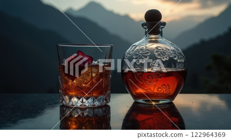 Enjoying traditional raki in the stunning Rugova Mountains of Kosovo 122964369