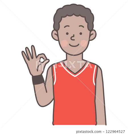 Black male basketball player making an OK sign 122964527