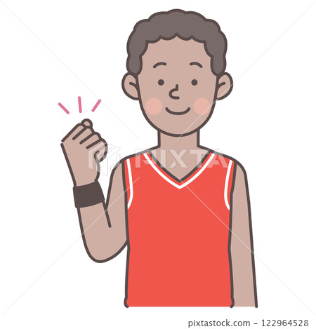 Black male basketball player pumping his fist 122964528