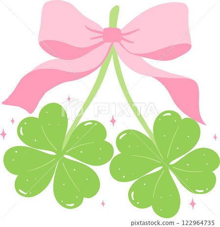 Coquette 4 Leaf Clover cherries liked with pink bow 122964735