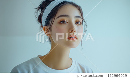 柔和燈光下的自然女性肖像 122964929