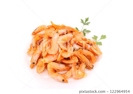Deep fried shrimp with head and shell, snack, light background Deep fried shrimp with head and shell, snack, light background 122964954