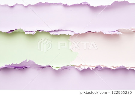 Artistic layers of textured paper in mint green and lavender with a minimalistic design 122965280
