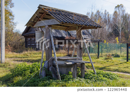 Morning View of an Old Village Well 122965448