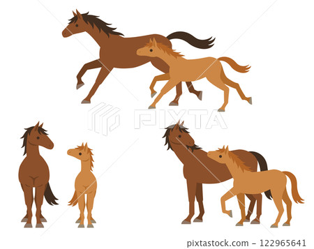 Horse and baby illustration set Horse and baby illustration set 122965641
