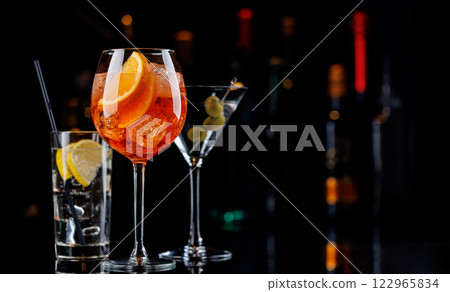 Various cocktails on a bar table Various cocktails on a bar table 122965834