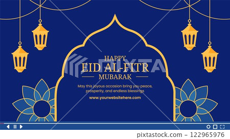 Eid Mubarak Holiday Video Thumbnail Template with Arabic Calligraphy and Lanterns Eid Mubarak Holiday Video Thumbnail Template with Arabic Calligraphy and Lanterns 122965976