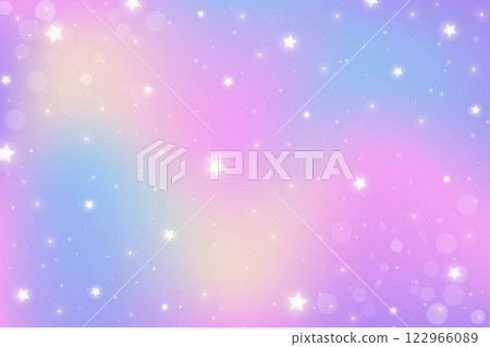 Pink unicorn sky with stars. Cute purple pastel background. Fantasy dreaming galaxy and magic wavy space with fairy light. Vector illustration Pink unicorn sky with stars. Cute purple pastel background. Fantasy dreaming galaxy and magic wavy space with fairy light. Vector illustration 122966089
