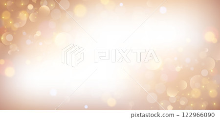 Light background with bokeh. Abstract golden glitter texture. Beige gradient with glow. Ivory pastel blurred backdrop for wedding invitation design. Nude elegant vector gradation wallpaper 122966090