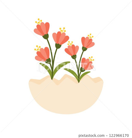 Easter Floral Arrangement in Cracked Egg Shell Symbolizing Spring Renewal and Festive Holiday Decoration Easter Floral Arrangement in Cracked Egg Shell Symbolizing Spring Renewal and Festive Holiday Decoration 122966170