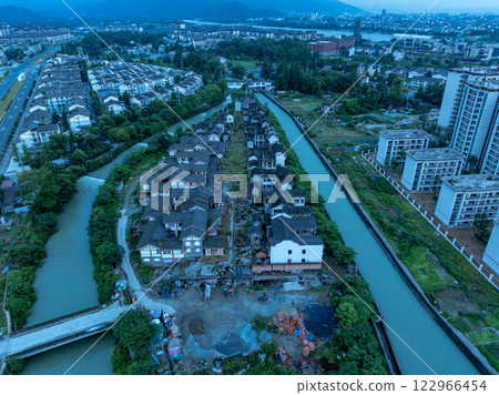Aerial view of landscape in dujiangyan,Sichuan province,China Aerial view of landscape in dujiangyan,Sichuan province,China 122966454