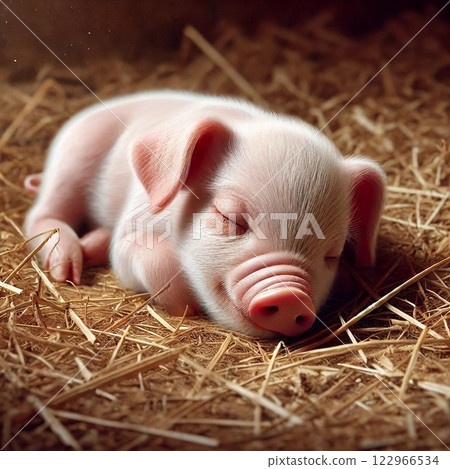 Piglet sleeping 122966534