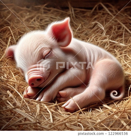 Piglet sleeping 122966536