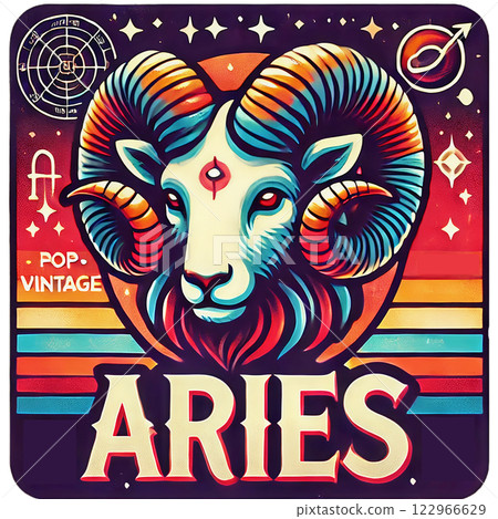 Aries Pop Vintage Stamp 122966629