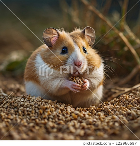Hamster waiting in the grass 122966687