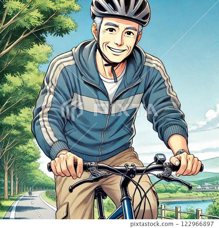 騎公路自行車的男人 122966897