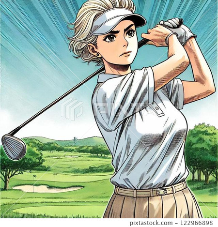 女子打高爾夫球 122966898