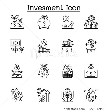 investment icon set in thin line style investment icon set in thin line style 122966955