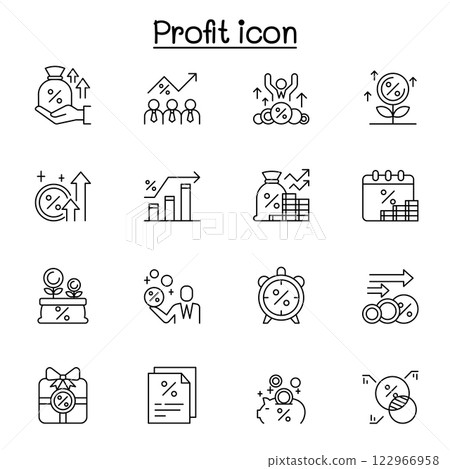 Profit icon set in thin line style Profit icon set in thin line style 122966958