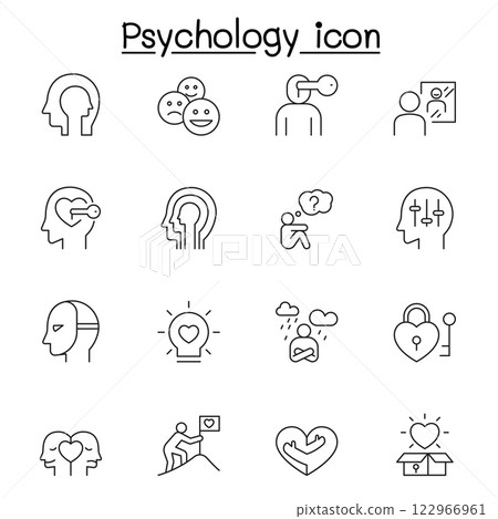 Psychology icon set in thin line stlye 122966961