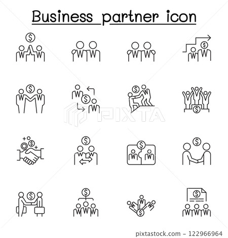 Business partner icon set in thin line style Business partner icon set in thin line style 122966964