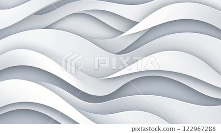 Abstract 3D wave pattern in shades of white and gray with smooth, flowing lines 122967288