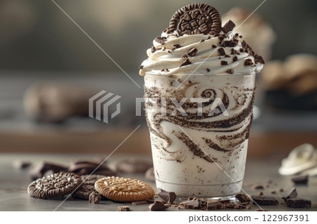 a cookies and cream milkshake on the table 122967391