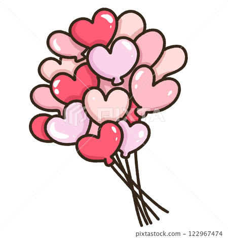 Heart shaped balloons Hand drawn illustration Valentines day style pastel color isolated on transparent background, perfect for valentines day gifts, nursery decorations Heart shaped balloons Hand drawn illustration Valentines day style pastel color isolated on transparent background, perfect for valentines day gifts, nursery decorations 122967474