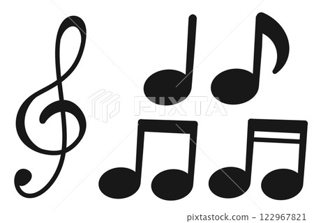 簡單的音符插圖集-黑色 簡單的音符插圖集-黑色 122967821