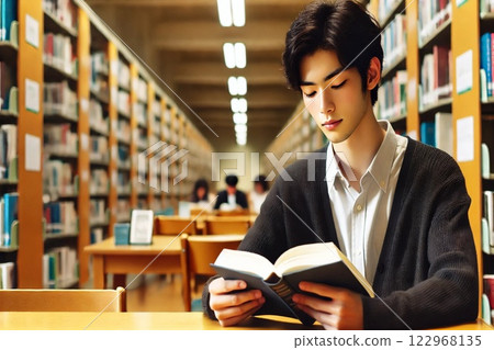 在圖書館看書的人 122968135