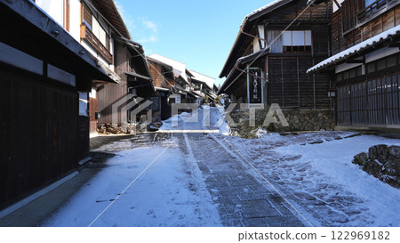 Snow scene at Magome-juku Snow scene at Magome-juku 122969182
