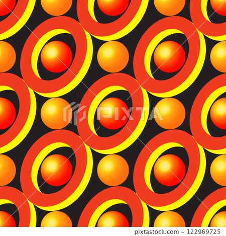 Abstract Golden Rings and Balls on Black 122969725