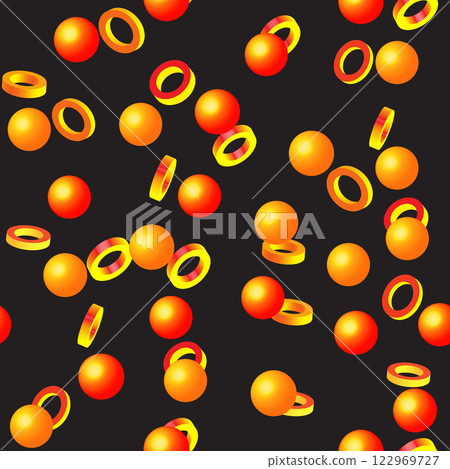 Abstract Golden Rings and Balls on Black 122969727