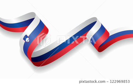 Slovenian flag wavy abstract background. Vector illustration. 122969853