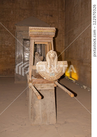 Barque at Temple of Horus in Edfu.  Egypt. 122970326