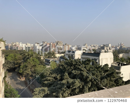 Photo taken from the rooftop of an apartment building in Dhaka, Bangladesh 122970468