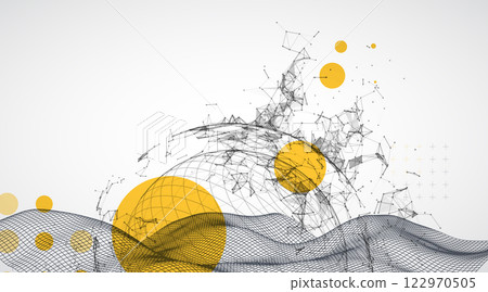 Abstract image of a wireframe sphere with a plexus effect. Science and technology creative theme. Vector. Abstract image of a wireframe sphere with a plexus effect. Science and technology creative theme. Vector. 122970505