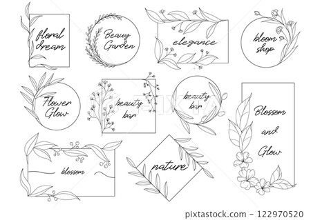 Geometric floral frame vector illustration 122970520