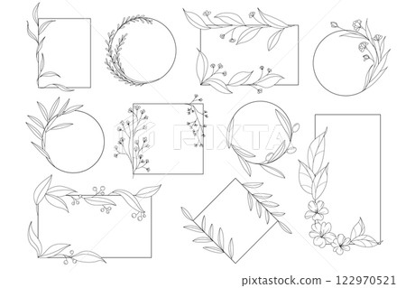 Geometric floral frame vector illustration 122970521