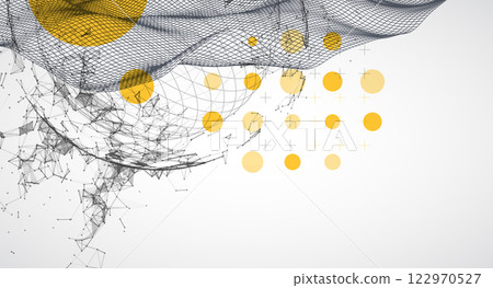 Abstract image of a wireframe sphere with a plexus effect. Science and technology creative theme. Vector. Abstract image of a wireframe sphere with a plexus effect. Science and technology creative theme. Vector. 122970527