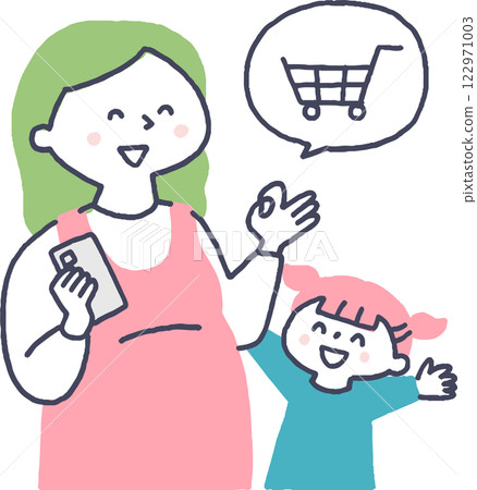 A pregnant woman shopping with a smartphone A pregnant woman shopping with a smartphone 122971003