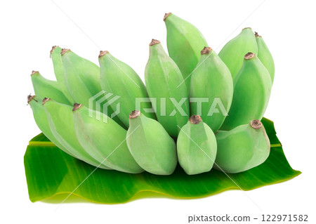 Banana comb green isolated on white background Banana comb green isolated on white background 122971582